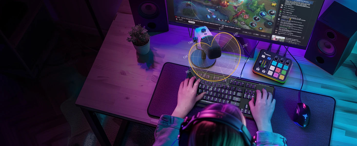 PD100X Gaming MIC,USB/XLR Dynamic Microphone with Noise Reduction, Mute, Headphone Jack, RGB MIC for Gamer Streaming Podcast