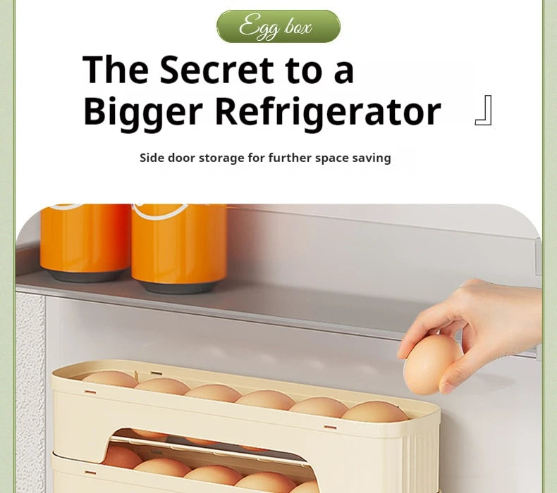 Multi-Layer Egg Storage Box – Automatic Rolling Slide Refrigerator Door Egg Holder Dispenser
