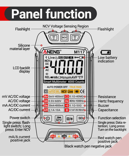 Capacitor Tester Resistance Current Voltage Multimetro 4000 Counts Instruments Meter Multimeters NCV Backlight Tools