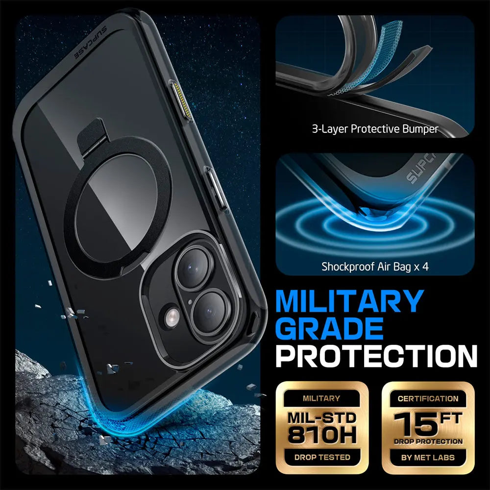 For iPhone 16 Case with Camera Control Capture Button UB Mag Stand Series Shockproof Protective  Phone Case