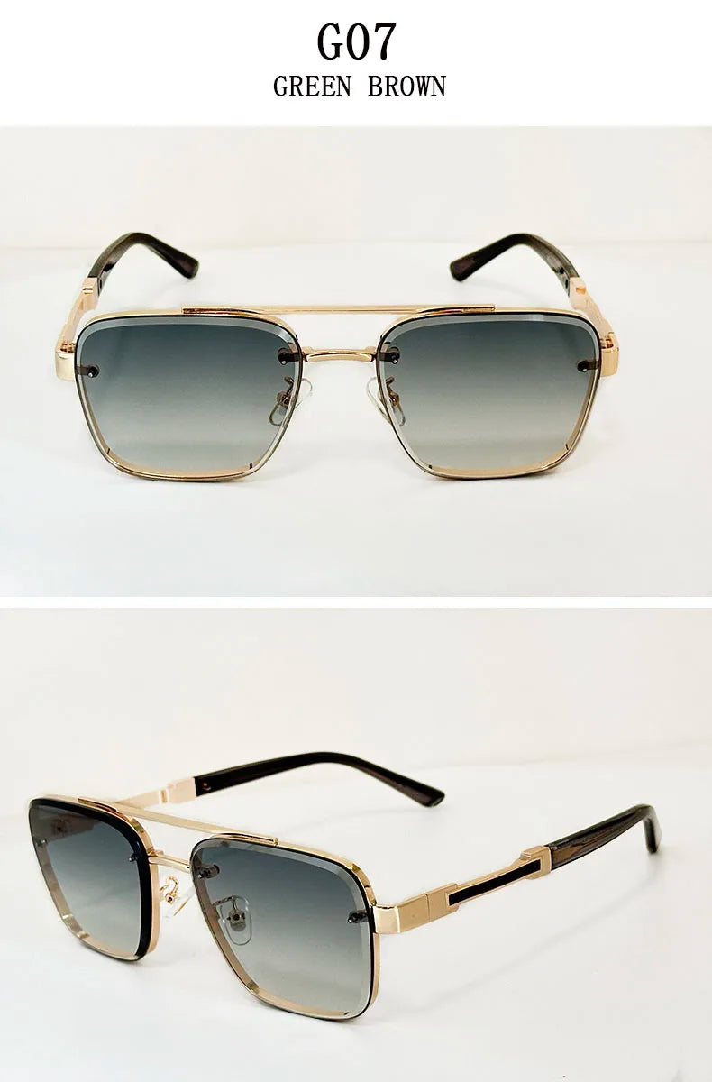 Square Alloy Frame Sunglasses With UV400 Protection