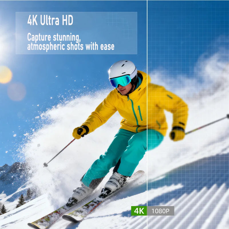 4K Pocket Action Camera 330° Auto-Rotate Lens Face Tracking Touchscreen Vlog Camera with WiFi