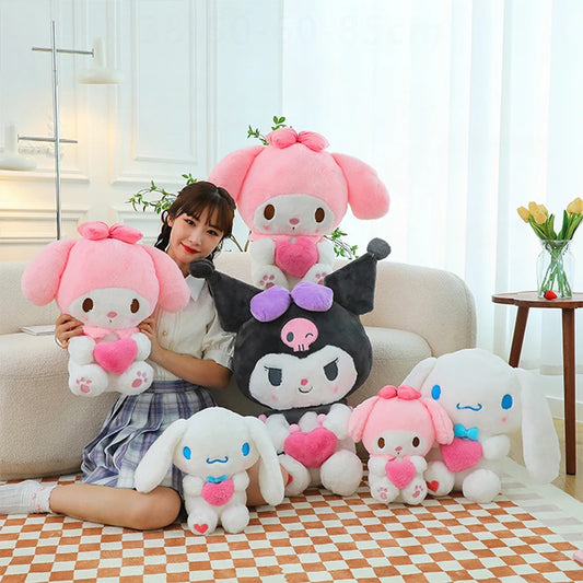 Kawaii Kuromi Melody Cinnamoroll Plush Toy Soft Stuffed Doll Pillow