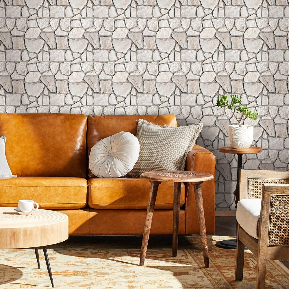 10pcs 3D Faux Stone Wall Panels, Self-adhesive Tile Stickers for Living Room, TV Background, Water and Mold Resistant, 30x30cm
