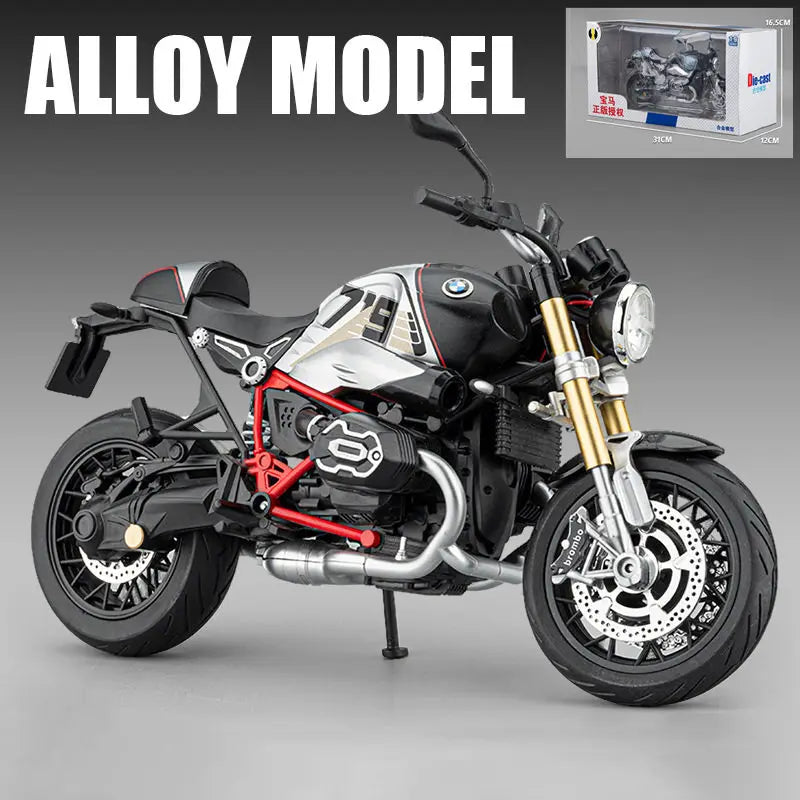 Diecast BMW R Nine T Retro Motorcycle Model 1 to 9 Scale