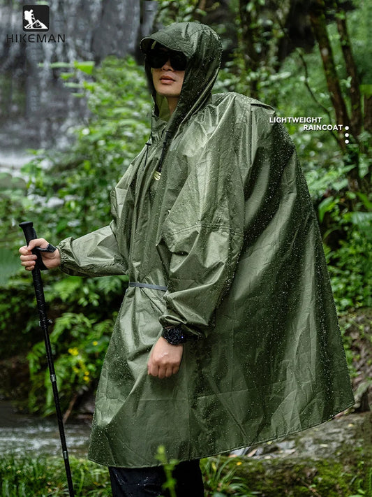 Ultralight Waterproof Zipper Raincoat with Adjustable Hood for Hiking and Camping