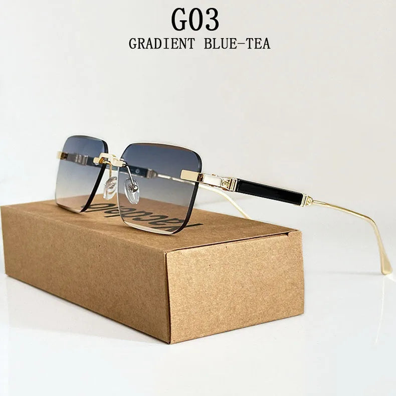 Rimless Square Sunglasses With UV400 Protection