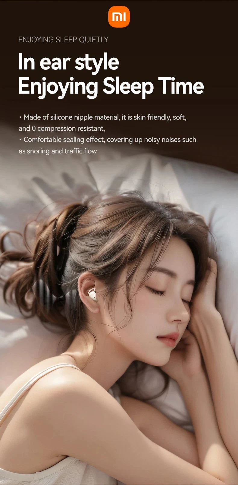 XIAOMI M72 New Wireless Sleeping Earbuds Mini Bluetooth5.4 Touch Cotrol In Ear Headphone comfortable Noise Reduction Headset