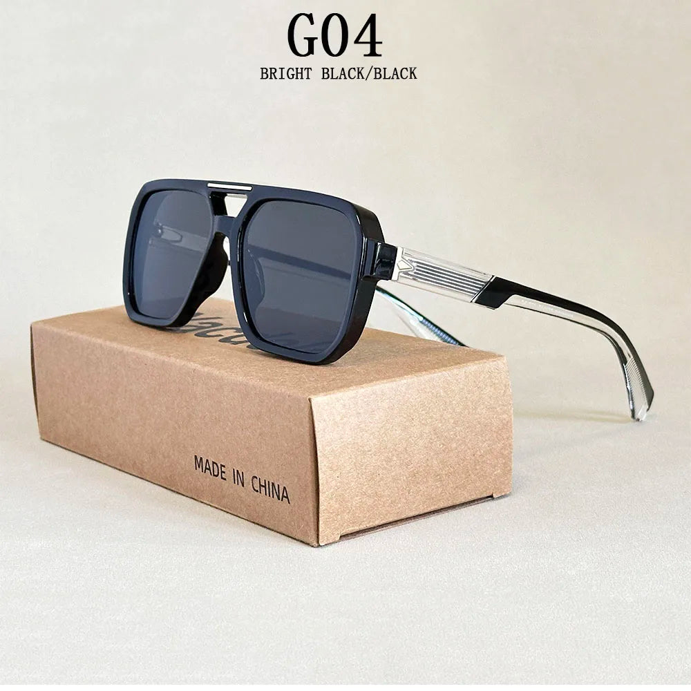 Square Frame Vintage Sunglasses With UV400 Protection
