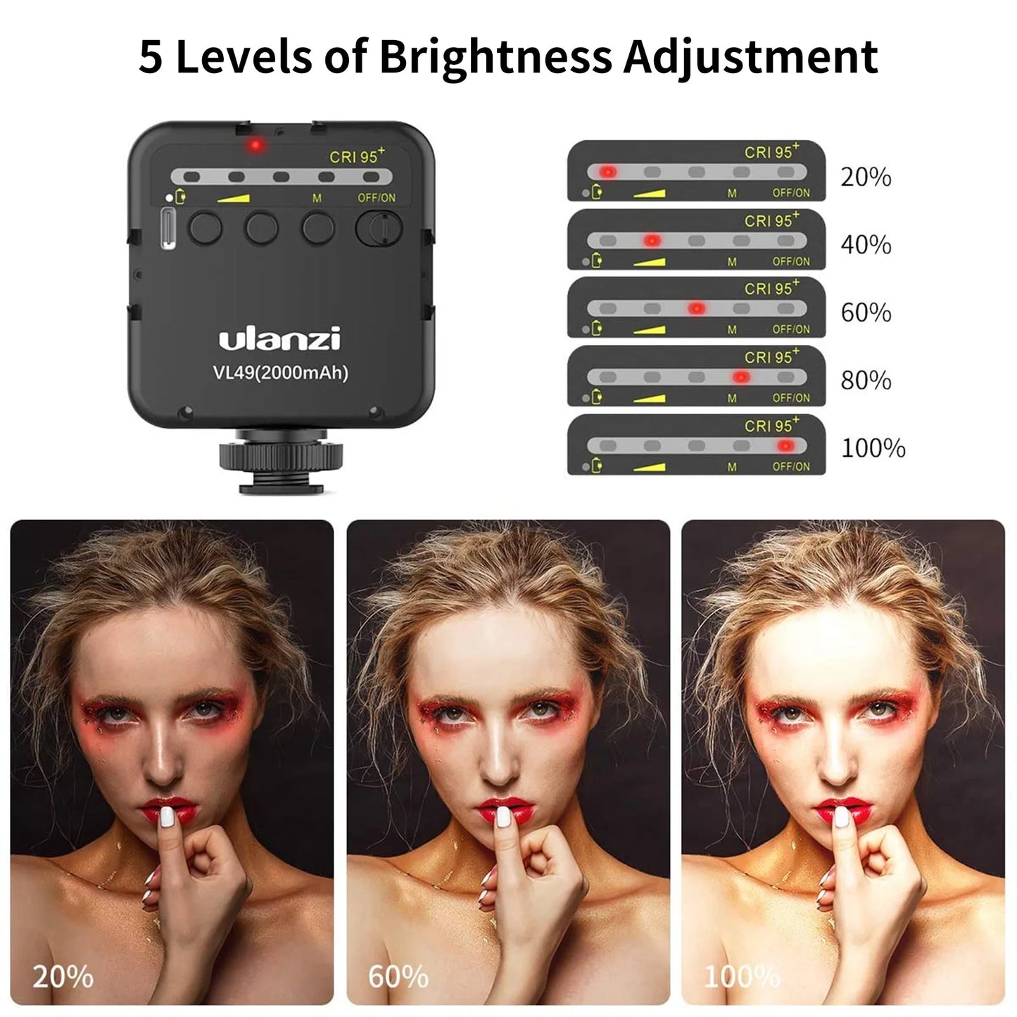 Mini Vlog LED Fill Light 6W 5500K Rechargeable 2000mAh Dimmable Phone Video Lighting