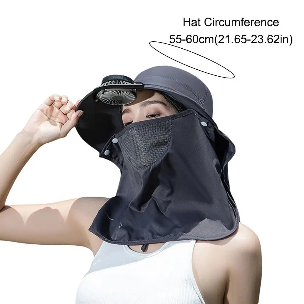 Portable Solar Fan Fisherman Hat With USB Charging