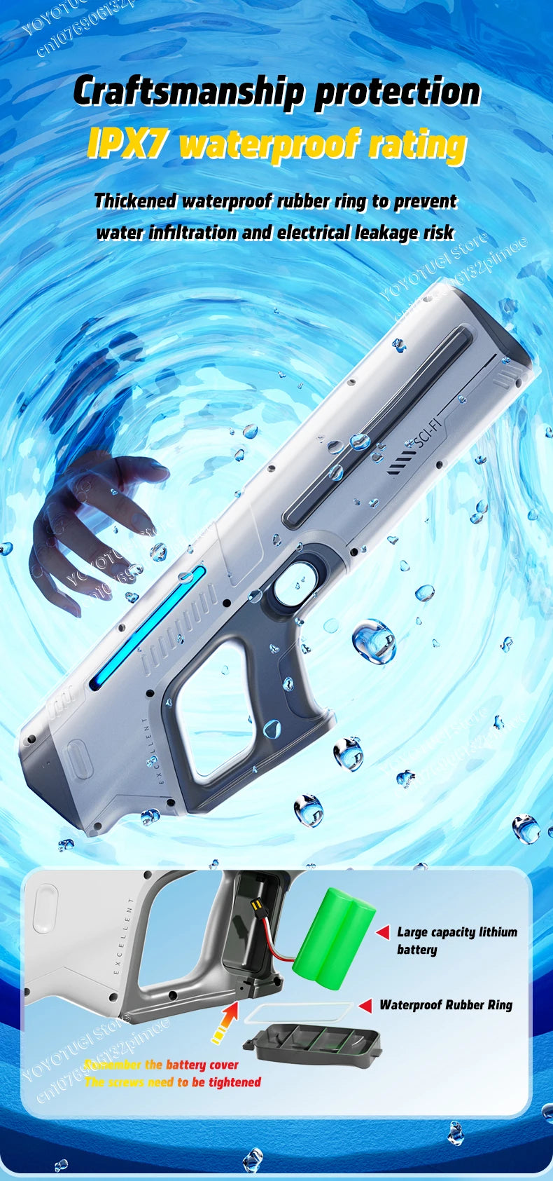 Fully Automatic Water Storage Gun Large Capacity Electric Water Absorbing Water Blaster
