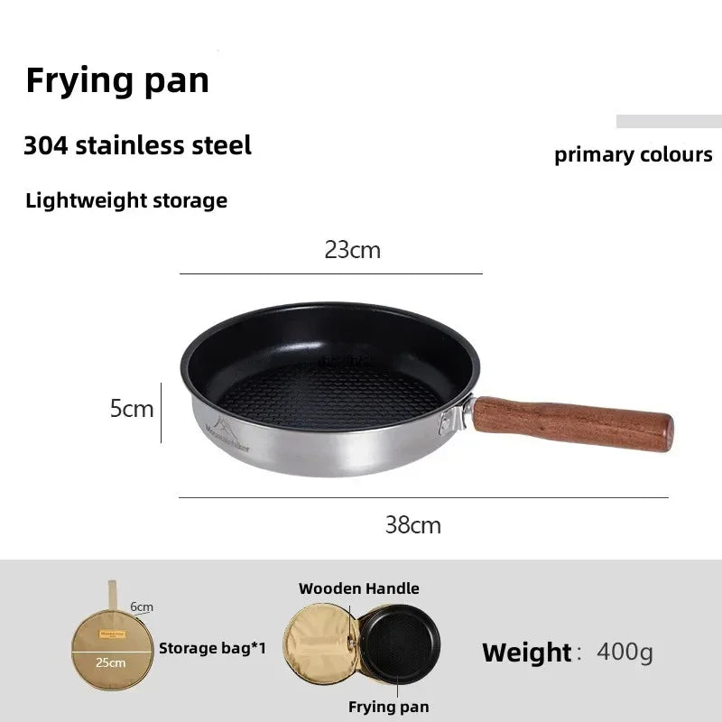 Outdoor Camping Non-stick Frying Pan Breakfast Pancake Pot  Stainless Steel Cooking Food Induction Cooker Fry Pan