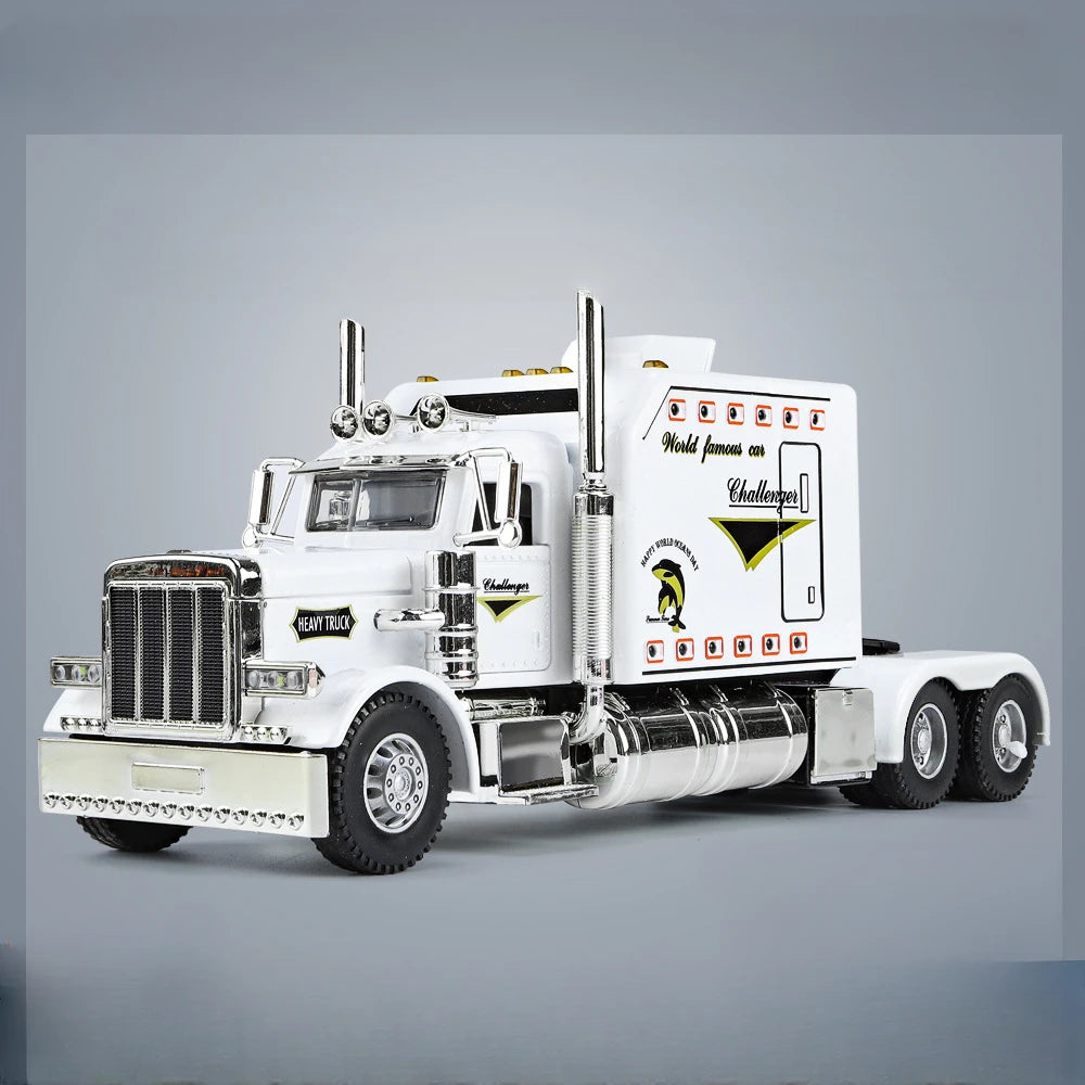 1/24 Scale Peterbilt 389 Heavy Truck Tractor Toy Model Alloy Diecast Sound Light Pull Back Model Truck Boys Toy Gifts Collection