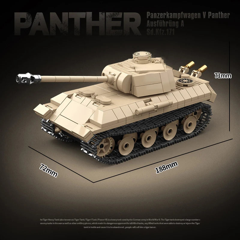 Ww2 Military World War German Leopard Medium Tank Building Blocks Bricks  Educational Toys for  Boy Christmas Gifts