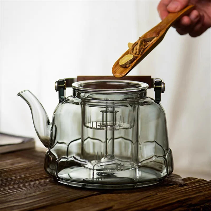 1000ml Lotus Shape Heat-resistant Glass Teapot With Tea Strainer Infuser  Steaming and Boiling Flower Puer Kungfu Beam Tea Pot