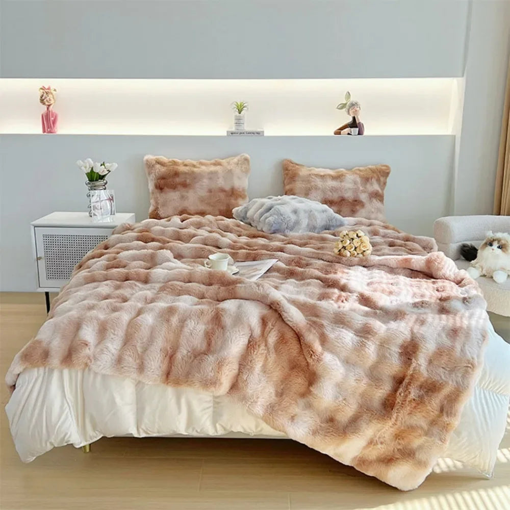 Imitation Rabbit Fur Soft Throw Blanket Warm Winter Plush Blanket