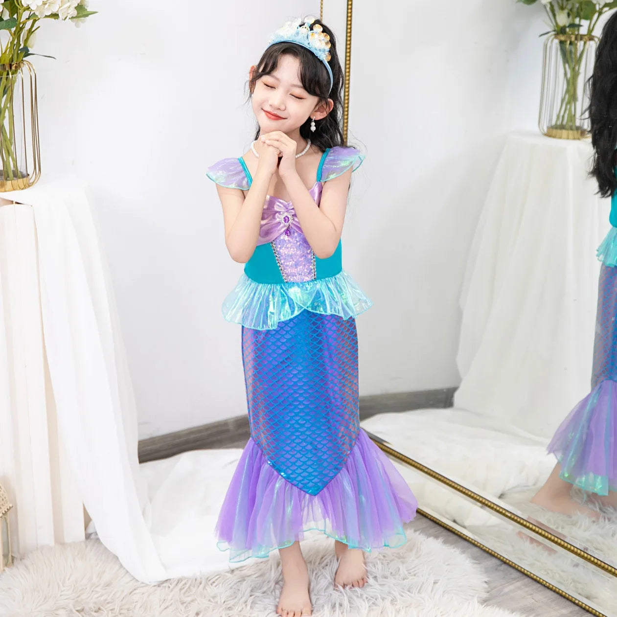 New Girl Dresses Princess Costume Kids Mermaid Cosplay Costume Kids Carnival Birthday Party Prom Costume Party Dresses For girls