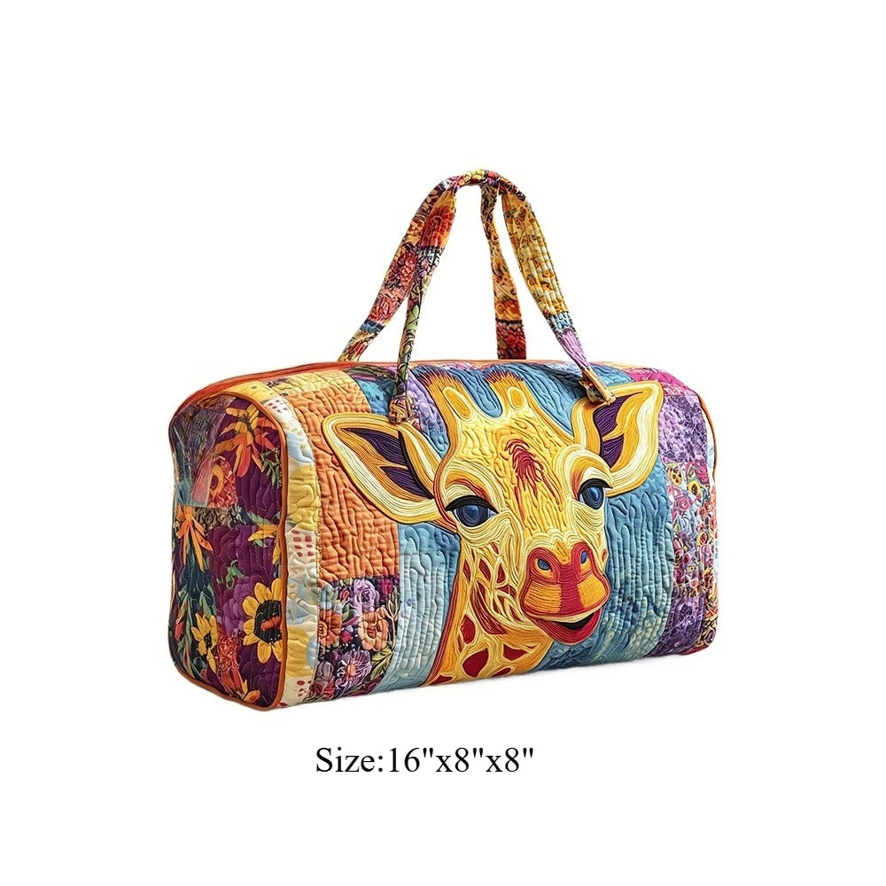 Travel Duffel Bag Quilted Weekender Bag 3D Giraffe Print Luggage African Animal Pattern Carry On Bag for Vacation Beach Camping
