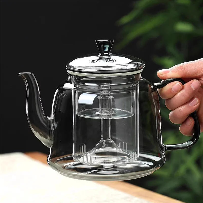 High Borosilicate Glass Teapot with Tea Strainer for Steaming and Boiling