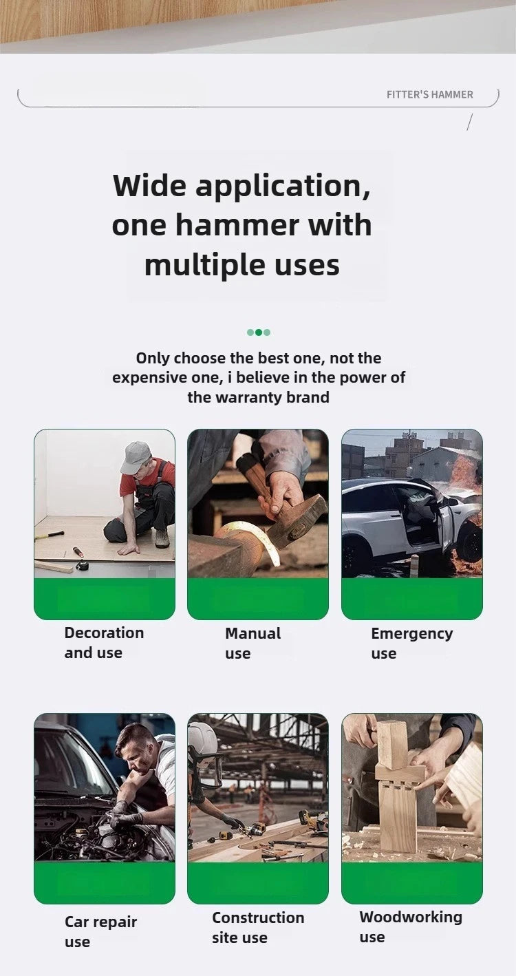 Hardware Tools, Building Decoration, Flat Head Hammer 200g, Plastic Coated Duckbill Hammer, Hammer Head 500g, Fitter Hammer