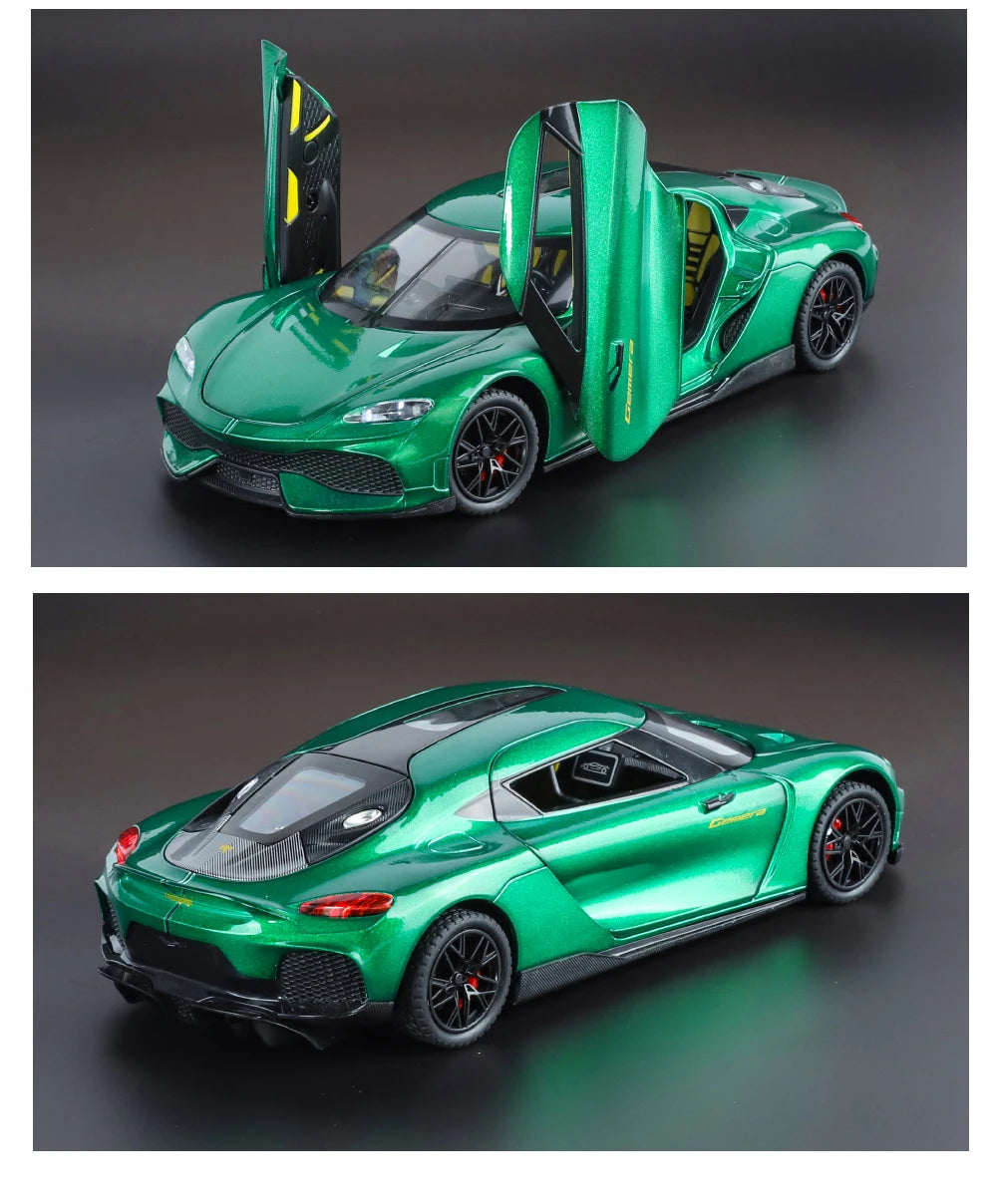 1:24 Gemera GT Sports Car Alloy Diecast Metal Model Sound Light Pull Back Toy Boys Simulation Car Model Ornament Present