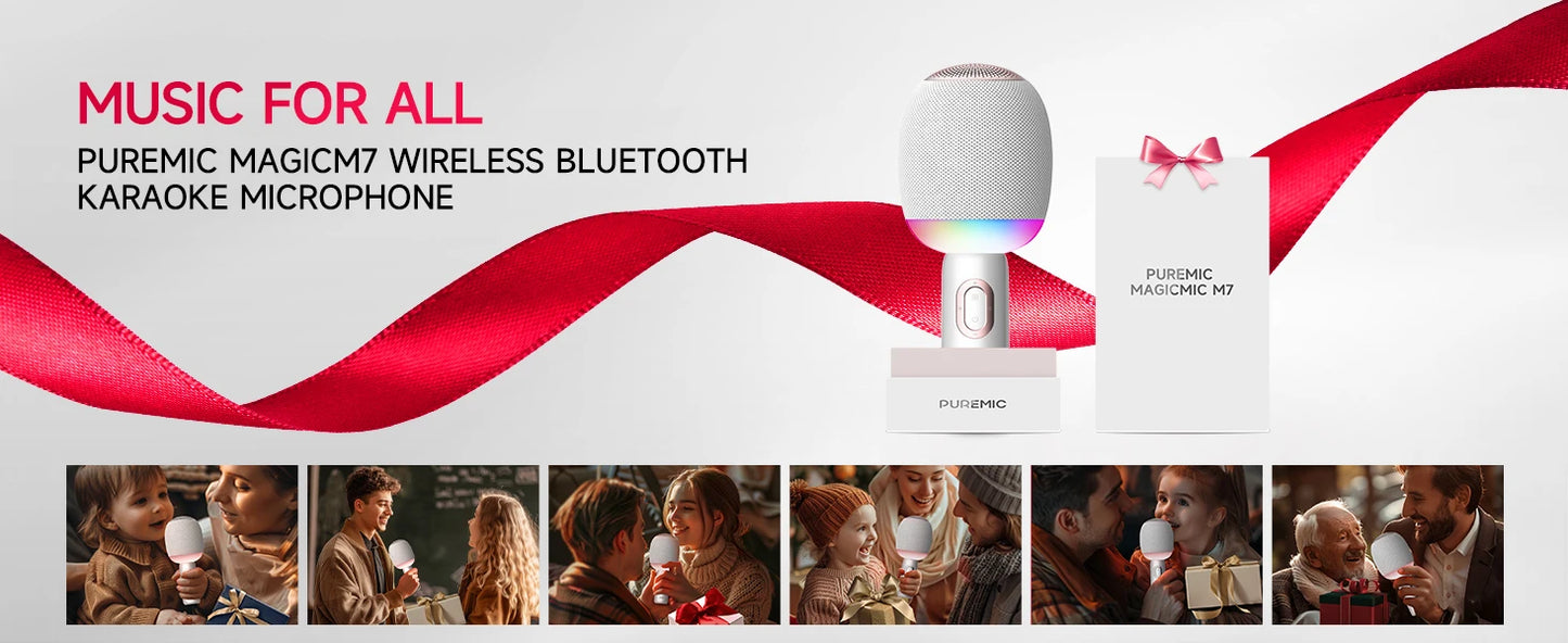 Wireless Bluetooth Karaoke Microphone 5-in-1 Portable Handheld Mic Speaker with Dynamic LED Lights for Car & Party