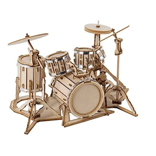 Miniature Musical Instrument Model Kits 3D Wooden Puzzles Cut Jigsaw Drum