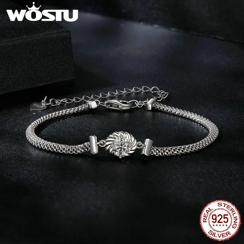 0.5CT Sparkling Moissanite Simple Knitted Mesh Bracelets Women 925 Silver Lab Diamond moissanite Wrist