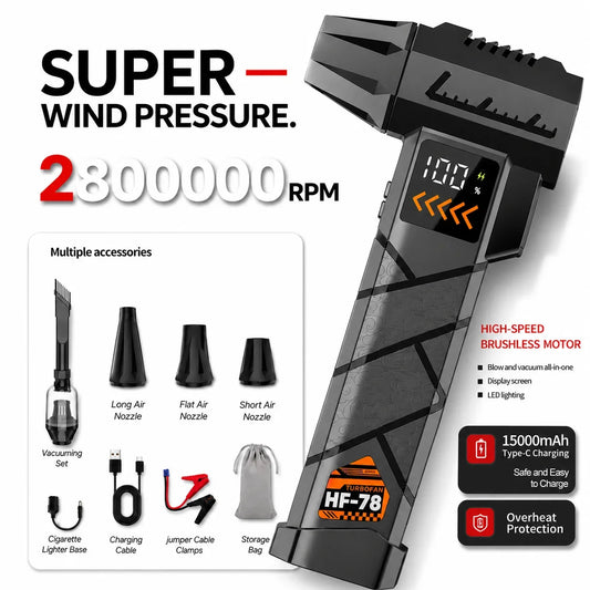 2800000 RPM Turbo Jet Air Blower Cordless Air Duster With Emergency Power Supply