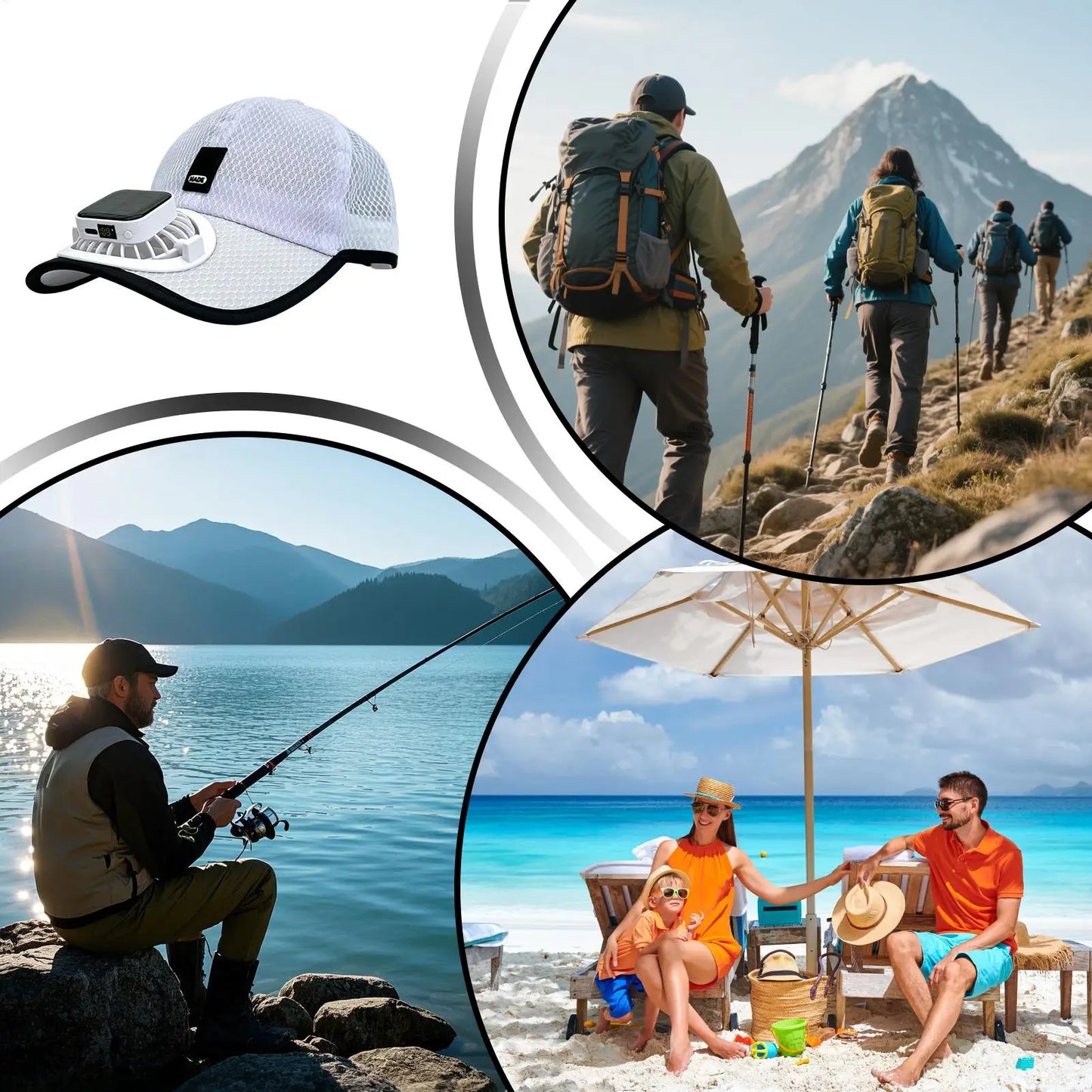 Wide Brim Solar Fan Hat With USB Charging