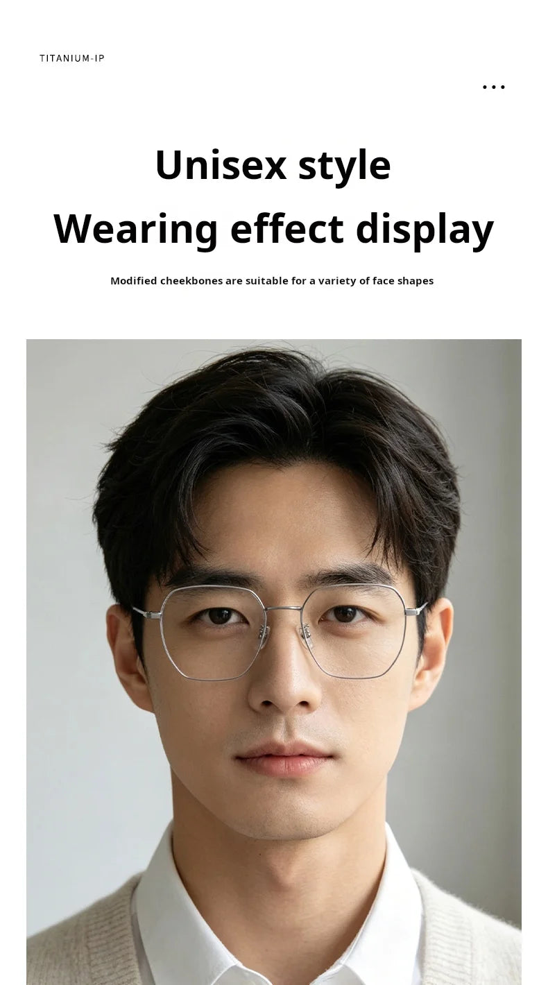 Retro Polygonal Lightweight Titanium Progressive Multifocal Prescription Glasses