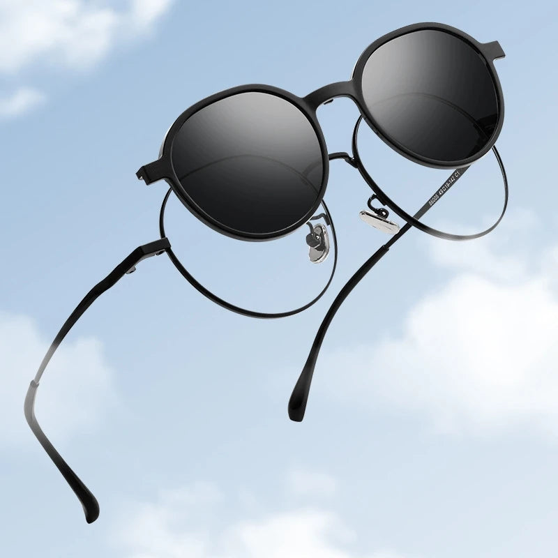 Fashion Polarizing Clip Eyewear UV Retro Round Multifunctional Optical Prescription Eyeglasses Frame For Men and Women