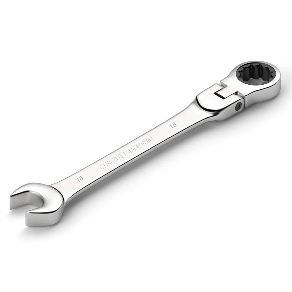 Metric Ratchet Spanner Wrench Set 8–22mm Flex Head 72-Tooth Gear Ring Combination Wrench Kit with Canvas Storage Bag