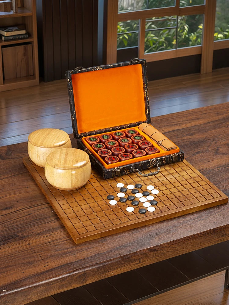 2 in 1 Wooden Chinese Chess & Go Board Game Set