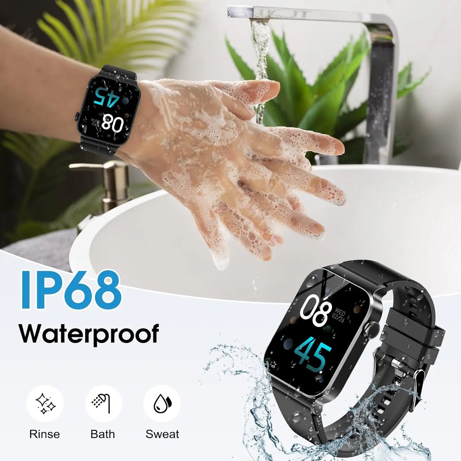Smart Watch Sports Fitness Watch Smart Watch for Men Women  Watch Pedometer IP68 Waterproof 110+ Sports Modes
