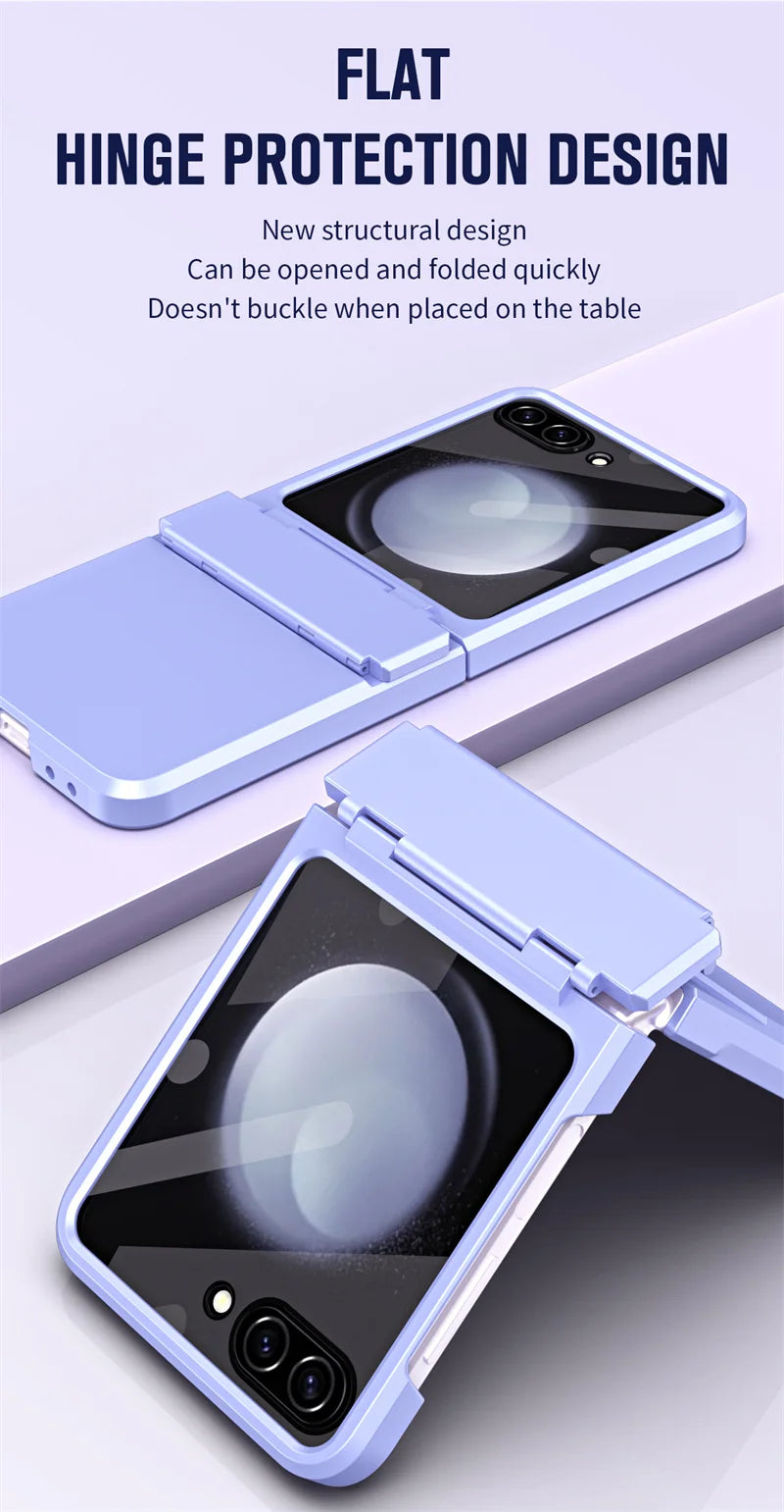 For Samsung Galaxy Z Flip 6 5 Flip5 Case Luxury Matte With Mirror Film Folding Hinge Shockproof Protection Hard Cover accessory