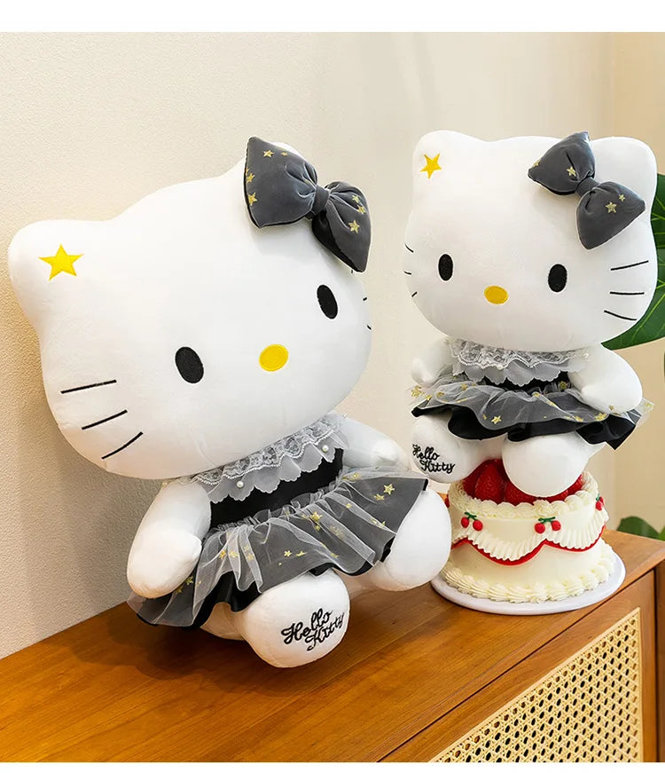Black Gold Cat Character Plush Stuffed Doll Toy