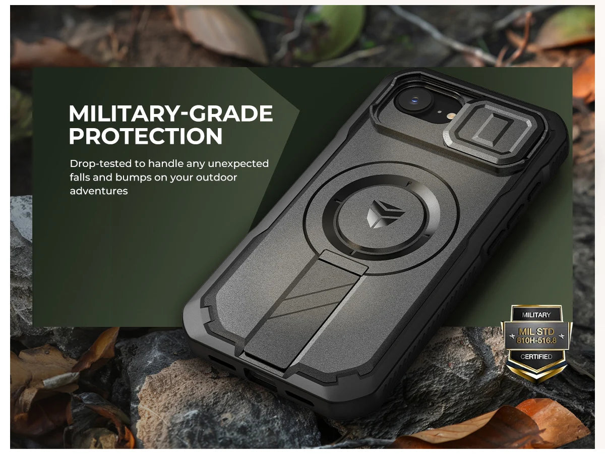 For iPhone 16e Compatible MagSafe Case with Slide Camera Cover and Adjustable Kickstand Shockproof Bumper Slim Protective Case