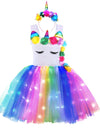 Girl Unicorn Dresses for Girls Tutu Princess Party Dresses with LED Lights Flower Birthday Party Cosplay Costume Girls Clothing