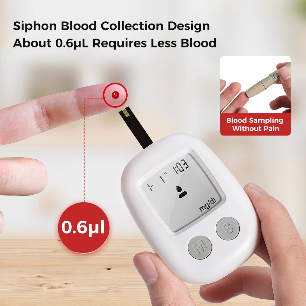 Blood Glucose Meter Glucometer Diabetes Medical Devices with Test Strips Lancets Blood Sugar Meter glucometer Monitor