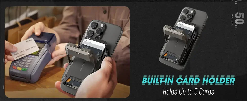 Tripod Phone Stand Credit Card Holder for iPhone 16/15/14/13/12 Adjustable Phone Stand Compatible with MagSafe