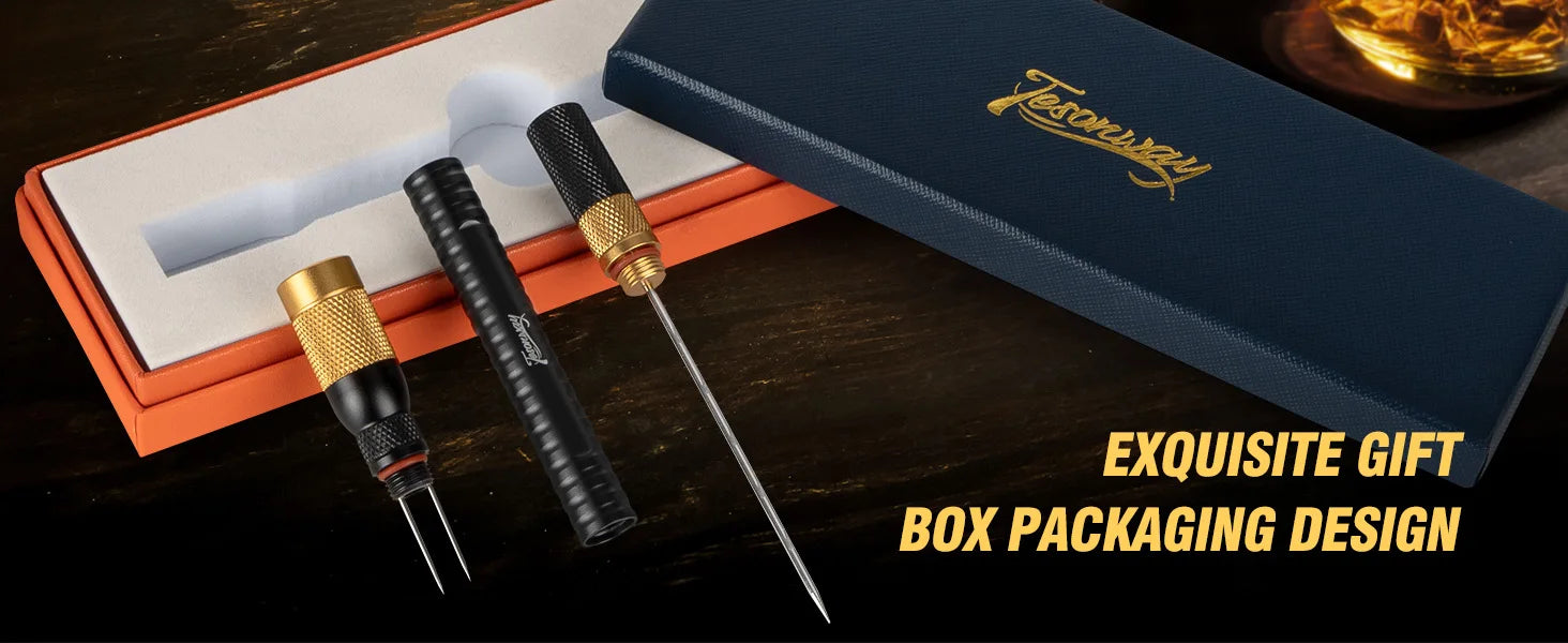 4-in-1 Cigar Draw Enhancer Tool Kit with Cigar Punch Tool,Twin Nubber,Stainless Steel Cigar Double End Punch