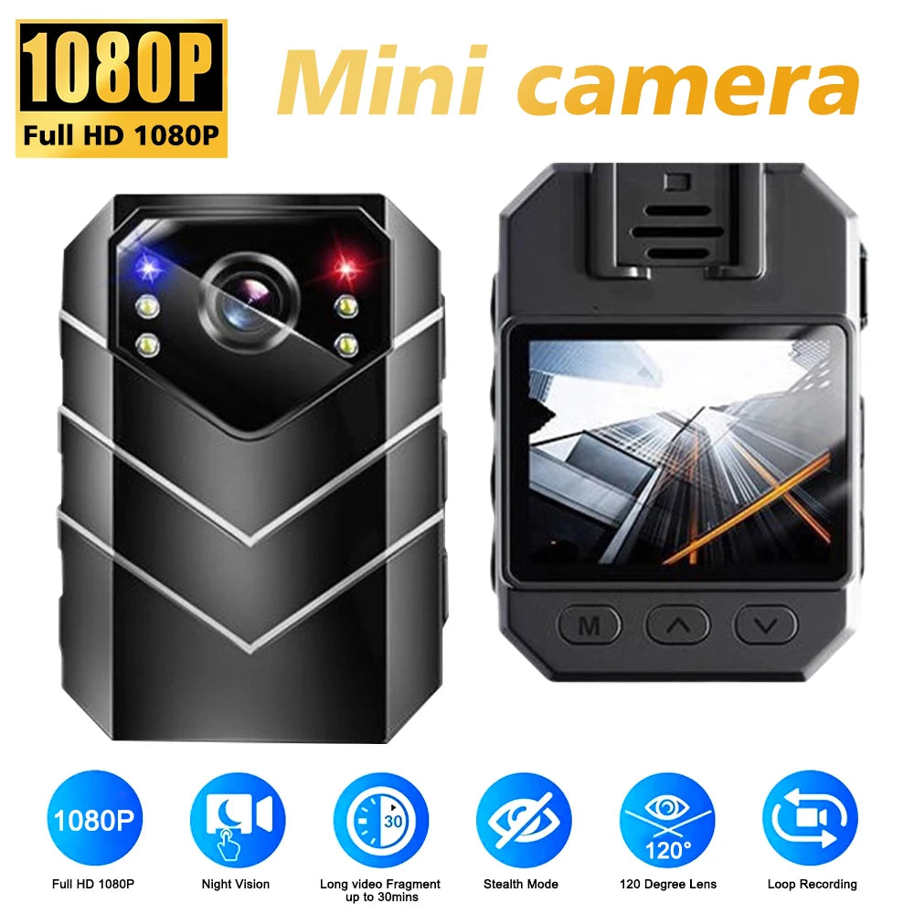 Mini Body Camera Full HD 1080P 2 Inch IPS Touch Screen Night Vision Video Recorder Security Guard Police Body Mini Cam