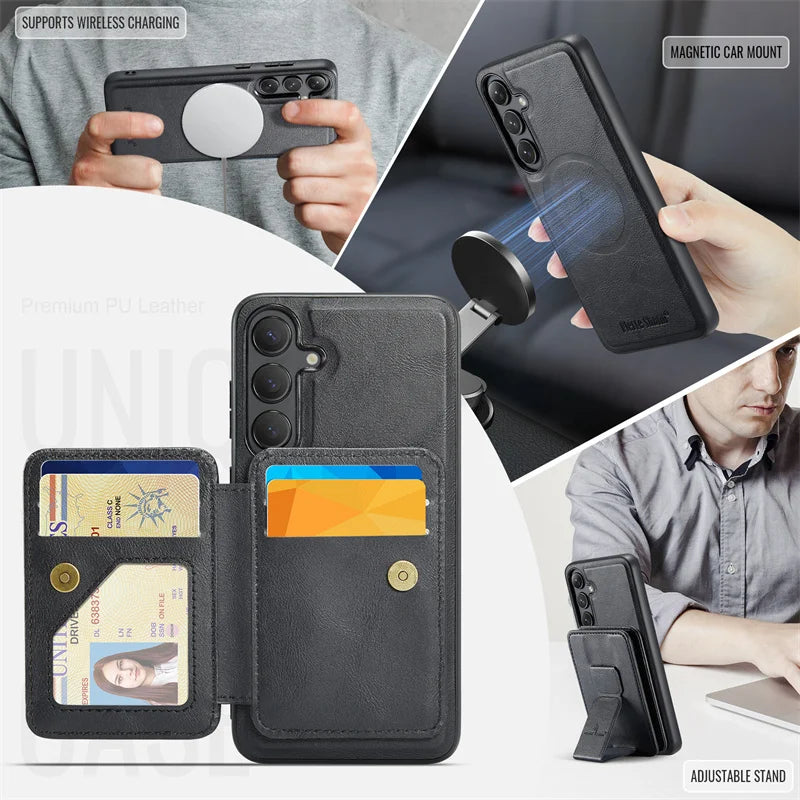 2 in 1Detachable Blocking Wrist strap Card Slot Wallet Case For Samsung Galaxy S 24 25 22 23 Ultra FE Plus  Phone Case