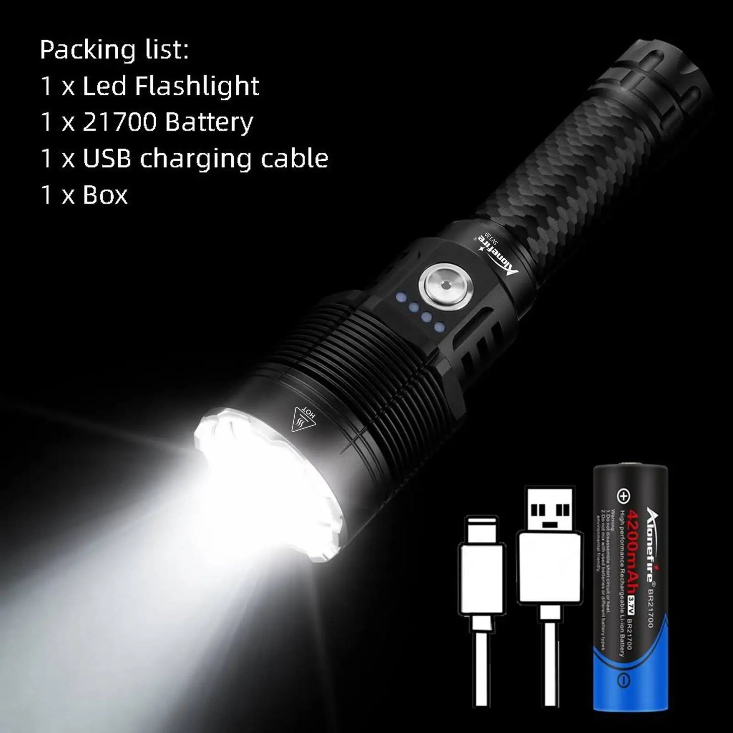 60W High Power Rechargeable LED Flashlight