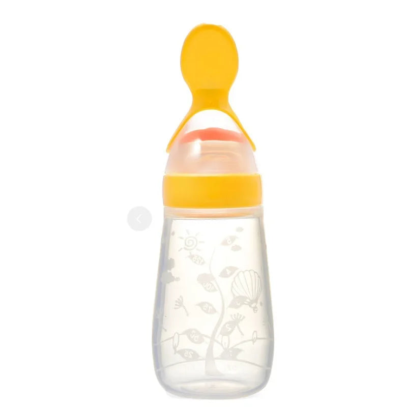 Squeezing Baby Feeding Bottle Silicone Newborn Baby Training Rice Spoon Infant Cereal Food Supplement Feeder Toddler Milk Bottle