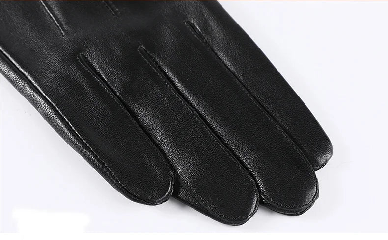 Spring Gloves Men Real Leather Gloves Touch Screen Black Real Sheepskin Thin Warm Driving Gloves