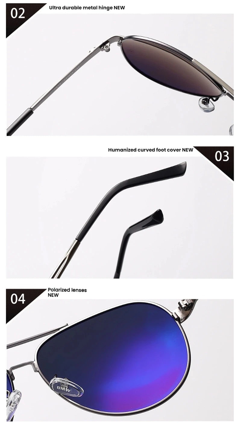 BWM Luxury Polarized Sunglasses Men UV400 Anti-Glare Retro Flight Sunglasses Driving Cycling Fishing Outdoor Hiking Sunglasses