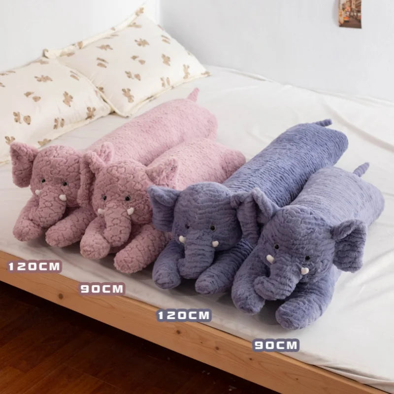 Large Elephant Body Pillow Long Sleeping Cushion Cute Stuffed Animal Elephant Decorative Body Pillow Chair Back Cushion Decor